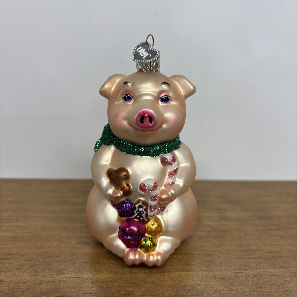 Old World Christmas Lester The Pig Glass Blown Ornament With Tag